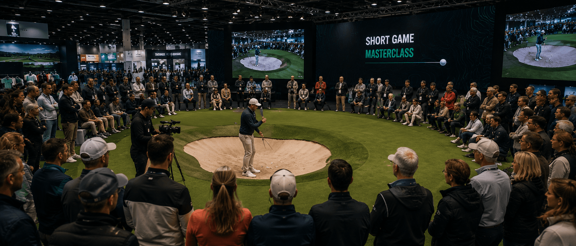 Wide view of the Dublin Golf Show arena atmosphere